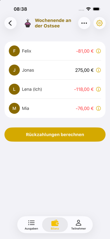 Banana Split app — balance