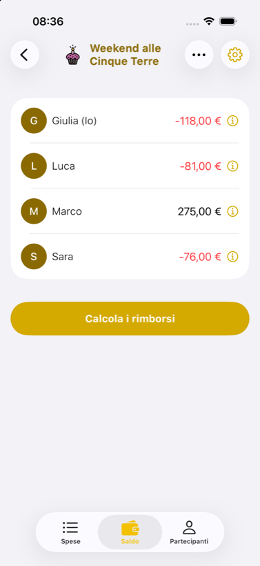 Banana Split app — balance