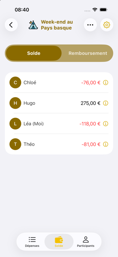 Banana Split app — balance