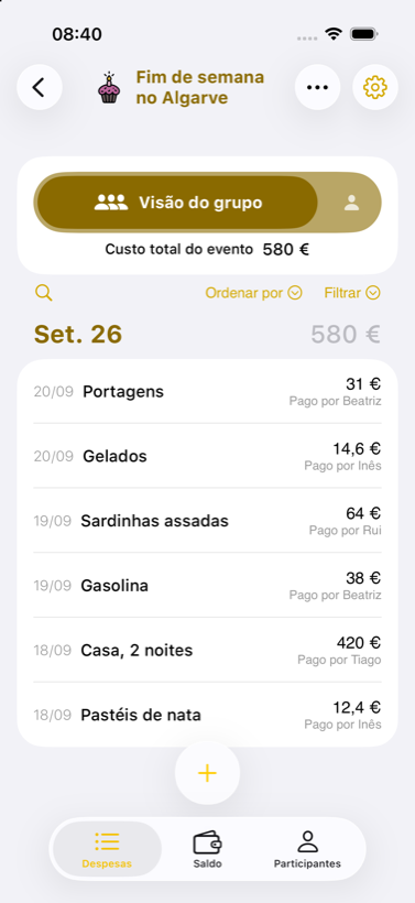 Banana Split app — expenses