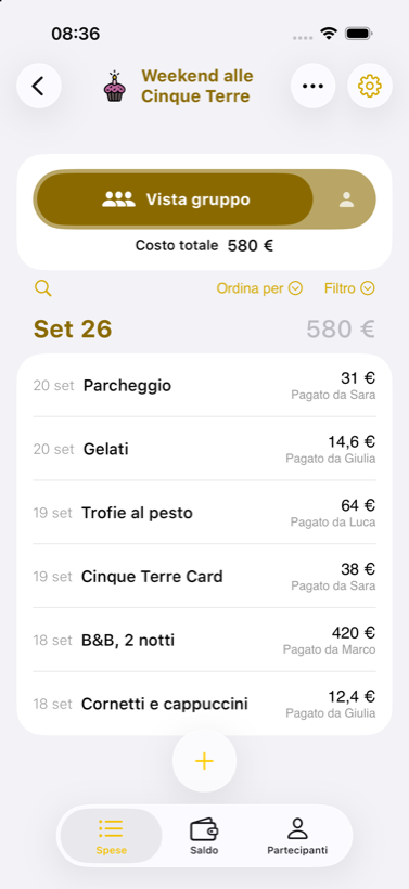 Banana Split app — expenses