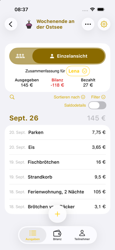 Banana Split app — individual