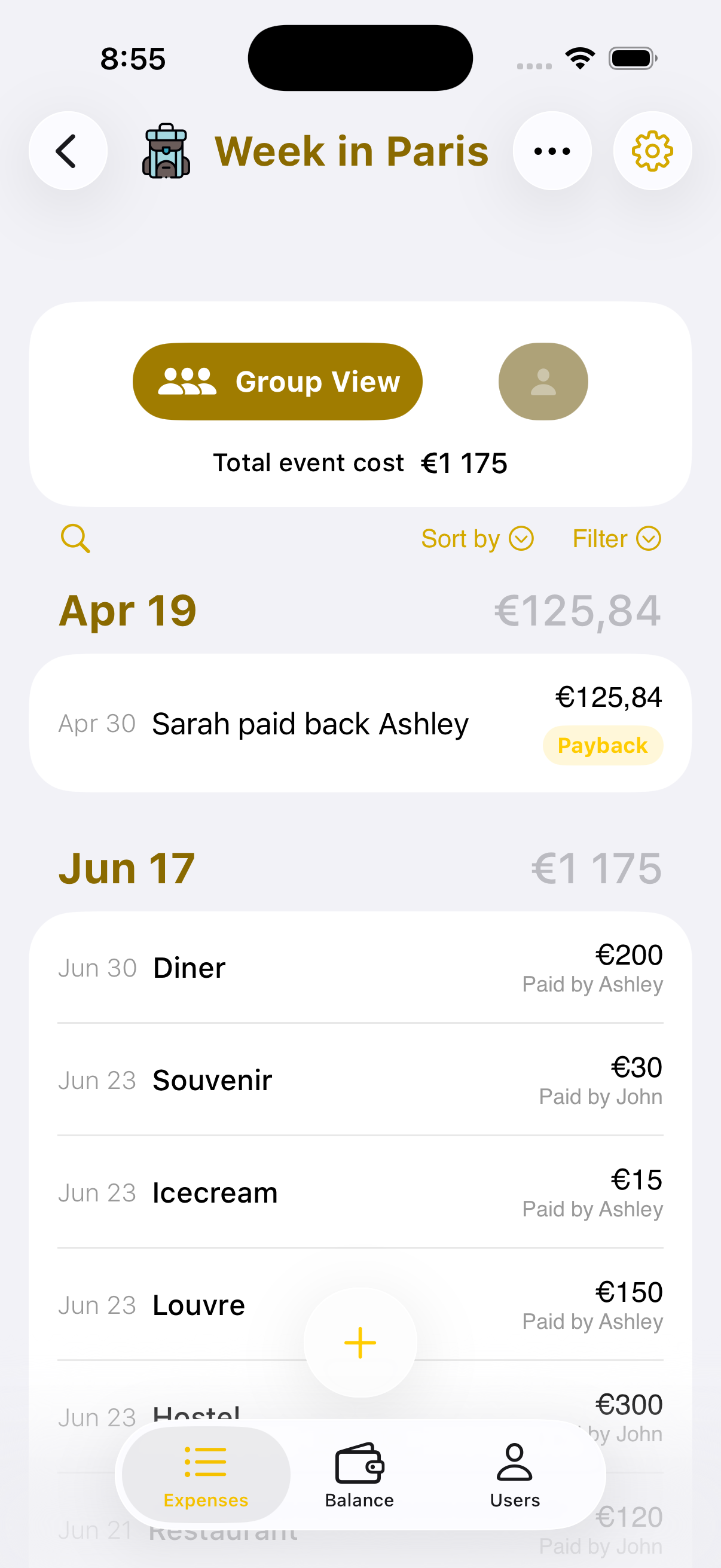 Banana Split — expenses